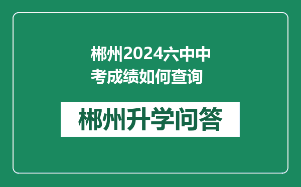 郴州2024六中中考成绩如何查询