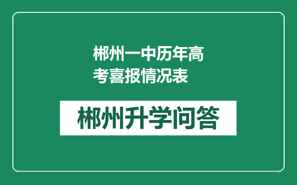 郴州一中历年高考喜报情况表