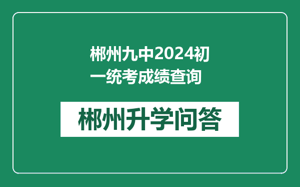 郴州九中2024初一统考成绩查询