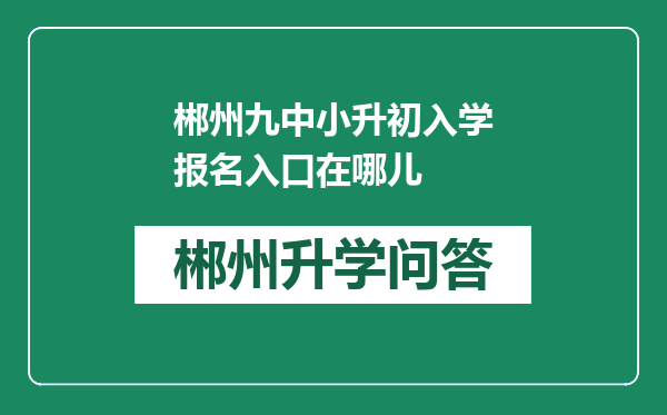 郴州九中小升初入学报名入口在哪儿