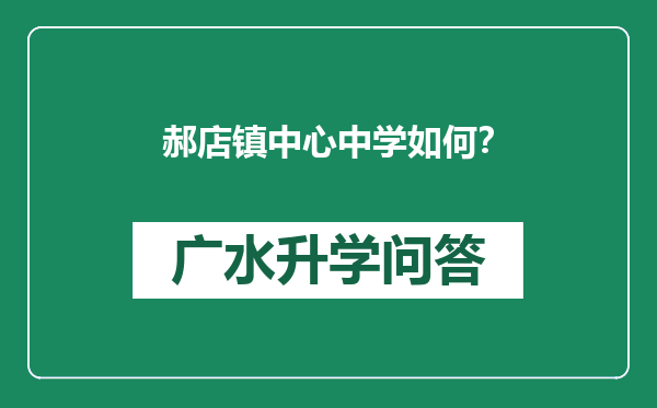 郝店镇中心中学如何？