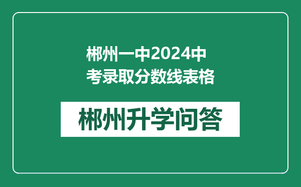 郴州一中2024中考录取分数线表格