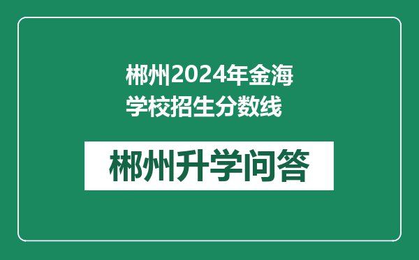 郴州2024年金海学校招生分数线