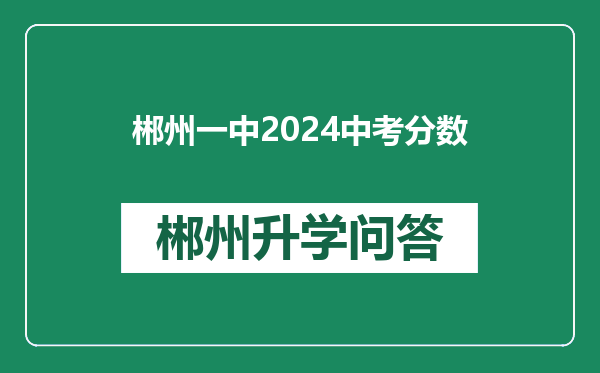 郴州一中2024中考分数