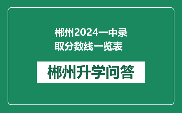 郴州2024一中录取分数线一览表