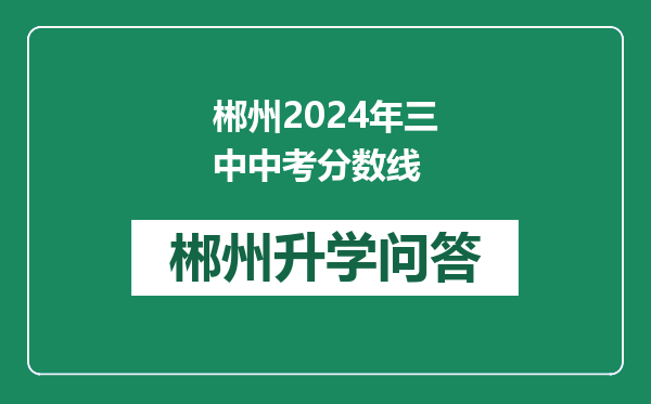 郴州2024年三中中考分数线