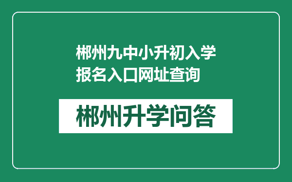 郴州九中小升初入学报名入口网址查询