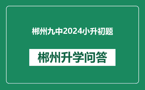 郴州九中2024小升初题