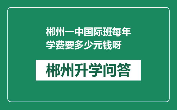 郴州一中国际班每年学费要多少元钱呀