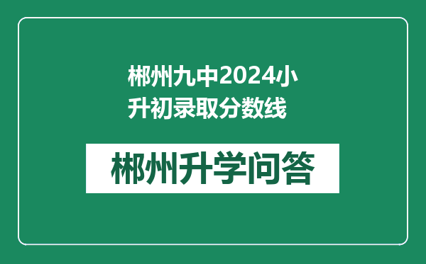 郴州九中2024小升初录取分数线