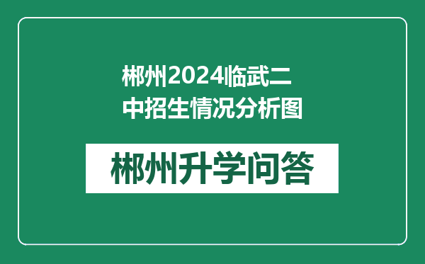 郴州2024临武二中招生情况分析图