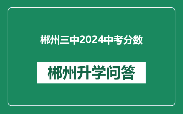 郴州三中2024中考分数