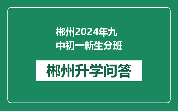 郴州2024年九中初一新生分班