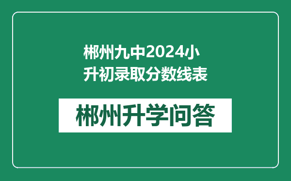 郴州九中2024小升初录取分数线表