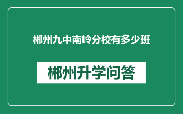 郴州九中南岭分校有多少班