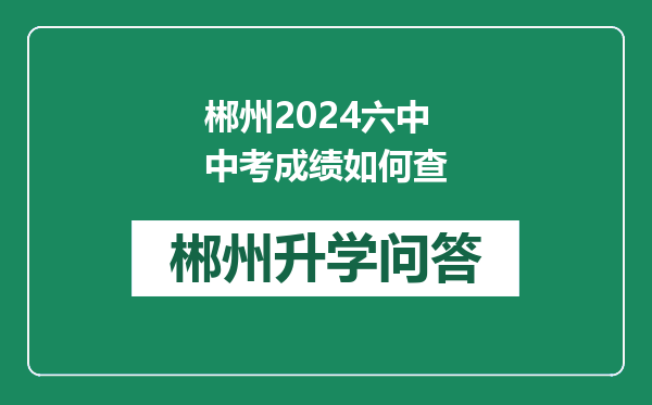 郴州2024六中中考成绩如何查