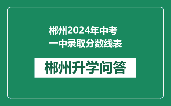 郴州2024年中考一中录取分数线表