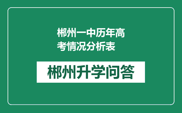 郴州一中历年高考情况分析表