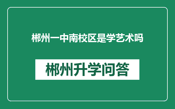 郴州一中南校区是学艺术吗