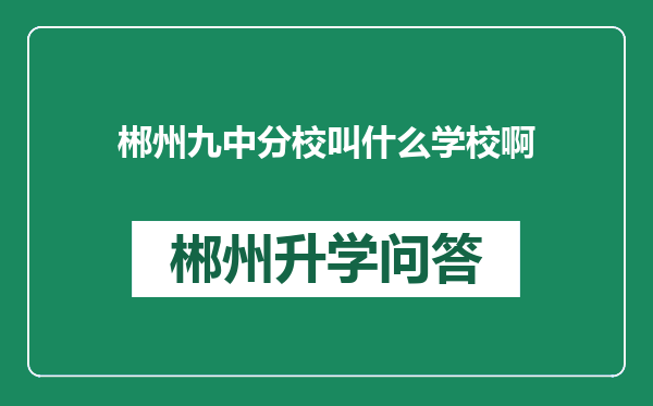 郴州九中分校叫什么学校啊