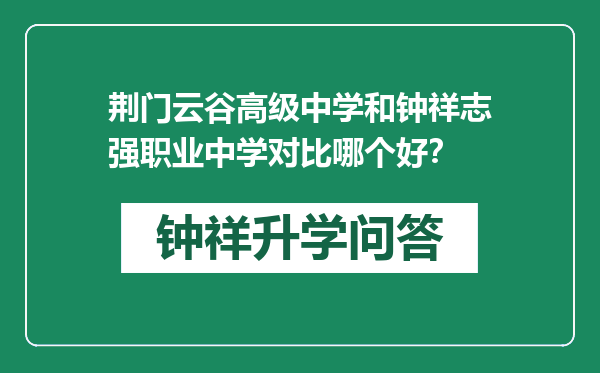 荆门云谷高级中学和钟祥志强职业中学对比哪个好？