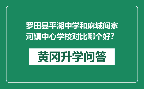 罗田县平湖中学和麻城阎家河镇中心学校对比哪个好？