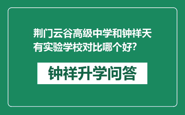 荆门云谷高级中学和钟祥天有实验学校对比哪个好？