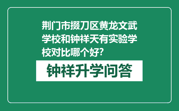 荆门市掇刀区黄龙文武学校和钟祥天有实验学校对比哪个好？