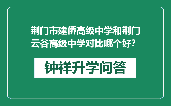 荆门市建侨高级中学和荆门云谷高级中学对比哪个好？