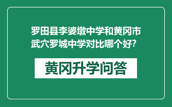 罗田县李婆墩中学和黄冈市武穴罗城中学对比哪个好？