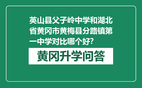 英山县父子岭中学和湖北省黄冈市黄梅县分路镇第一中学对比哪个好？