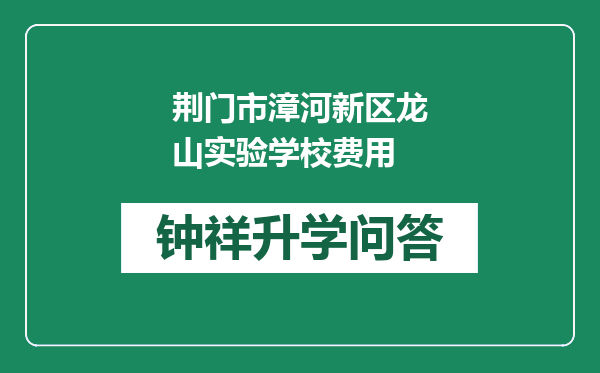 荆门市漳河新区龙山实验学校费用