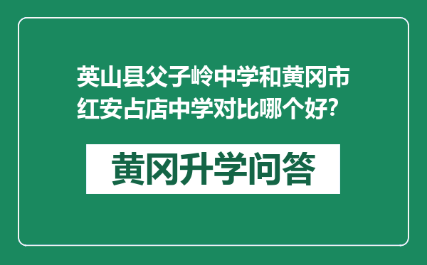 英山县父子岭中学和黄冈市红安占店中学对比哪个好？