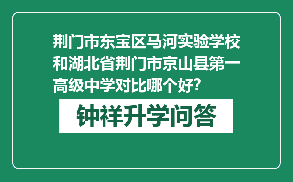 荆门市东宝区马河实验学校和湖北省荆门市京山县第一高级中学对比哪个好？