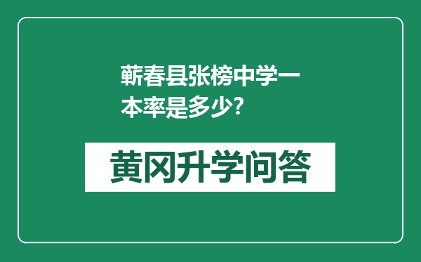 蕲春县张榜中学一本率是多少？