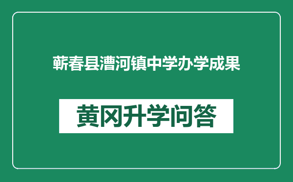 蕲春县漕河镇中学办学成果