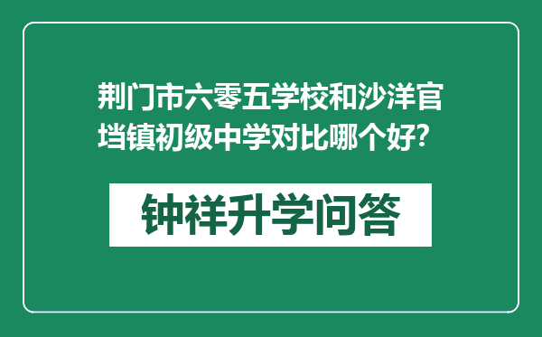 荆门市六零五学校和沙洋官垱镇初级中学对比哪个好？