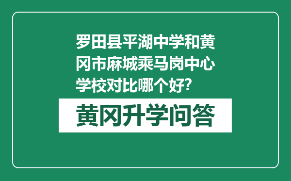 罗田县平湖中学和黄冈市麻城乘马岗中心学校对比哪个好？