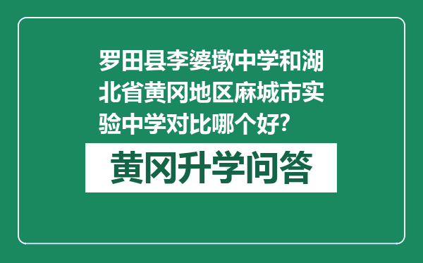 罗田县李婆墩中学和湖北省黄冈地区麻城市实验中学对比哪个好？