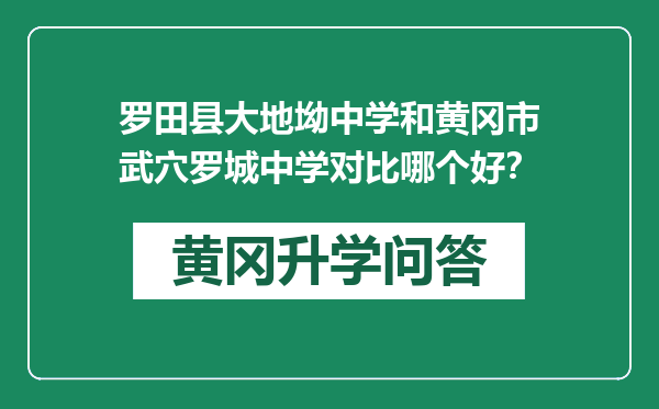 罗田县大地坳中学和黄冈市武穴罗城中学对比哪个好？