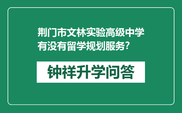 荆门市文林实验高级中学有没有留学规划服务？