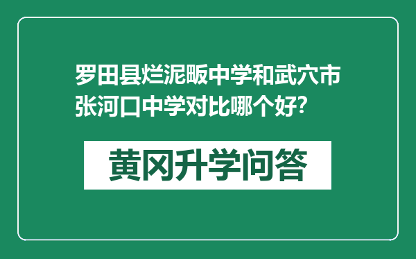 罗田县烂泥畈中学和武穴市张河口中学对比哪个好？