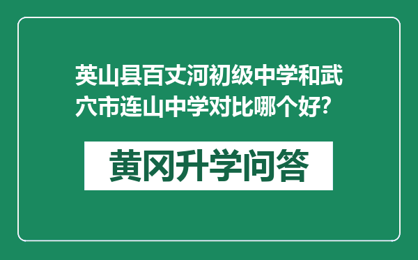 英山县百丈河初级中学和武穴市连山中学对比哪个好？