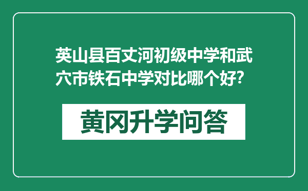 英山县百丈河初级中学和武穴市铁石中学对比哪个好？