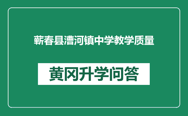 蕲春县漕河镇中学教学质量