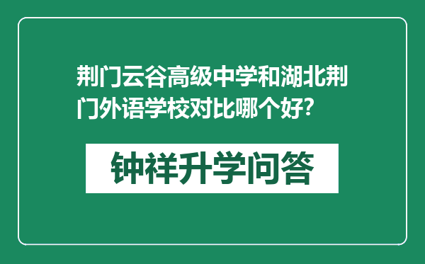 荆门云谷高级中学和湖北荆门外语学校对比哪个好？