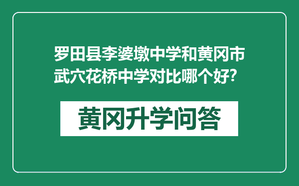 罗田县李婆墩中学和黄冈市武穴花桥中学对比哪个好？