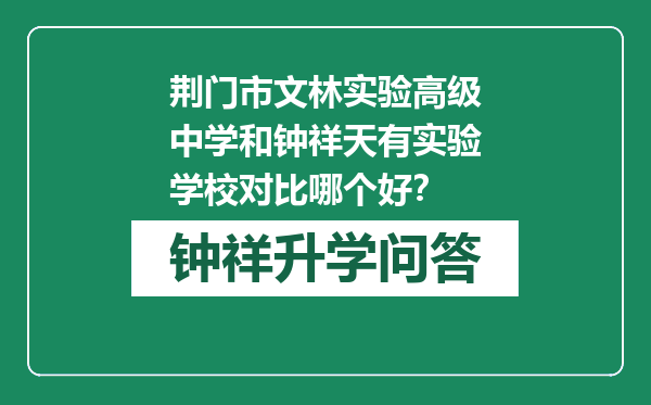 荆门市文林实验高级中学和钟祥天有实验学校对比哪个好？