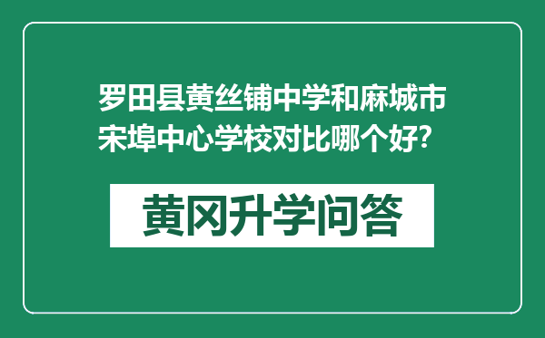 罗田县黄丝铺中学和麻城市宋埠中心学校对比哪个好？