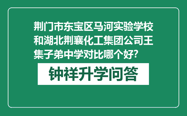 荆门市东宝区马河实验学校和湖北荆襄化工集团公司王集子弟中学对比哪个好？